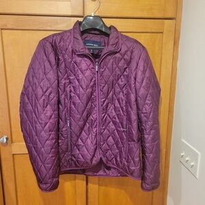 Lands' End Woman's Quilted Puffer Jacket Wine Color XL ( 18)